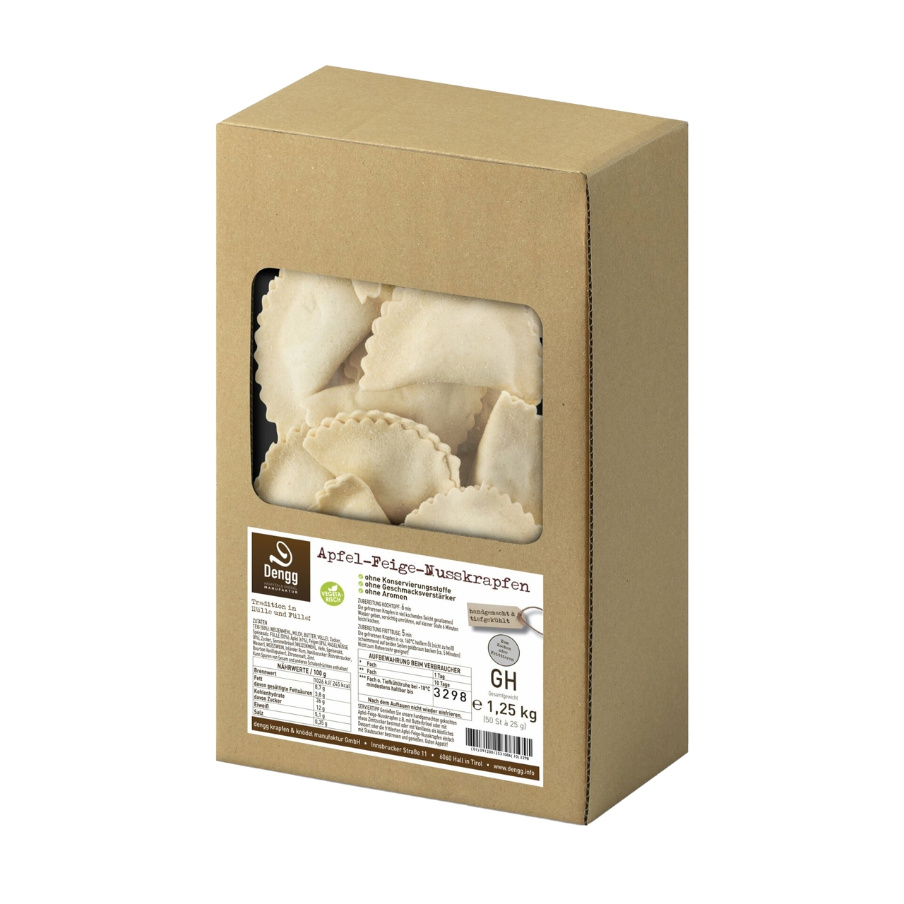 Krapfen mit Apfel, Feige, Nuss TK 25g 50 Stk Dengg