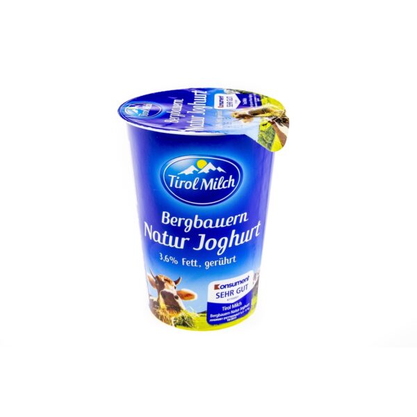 Naturjoghurt Tirolmilch 250g 3,6%, gerührt
mit Milch aus Österreich