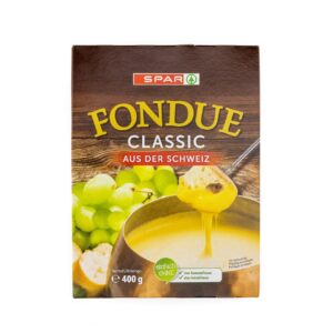 Schweizer Käsefondue 400g
mit Milch aus der EU