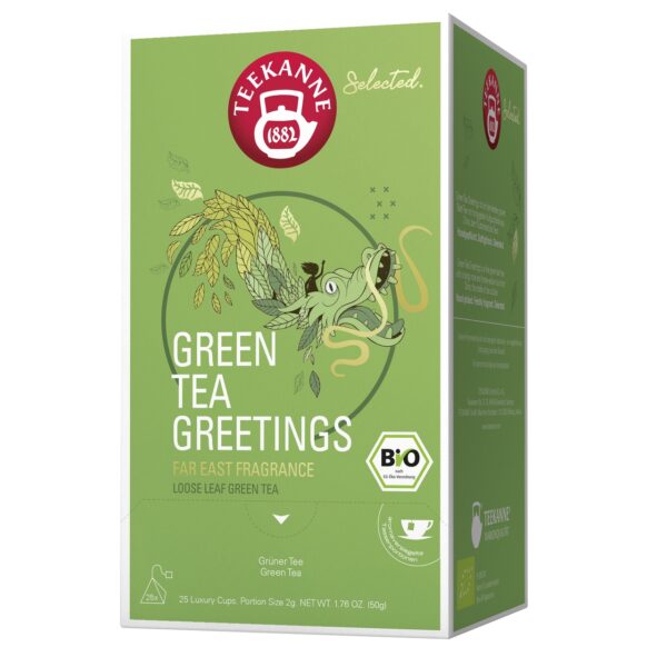 Bio Tee Teekanne 25 Beutel Green Tea Greetings Pyramide