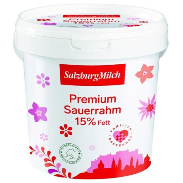 Sauerrahm Salzburgmilch  15% 1Kg
mit Milch aus Österreich