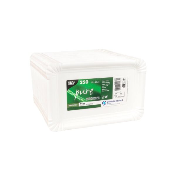 PS.Pappteller 13x20cm 250 Stk eckig Pure